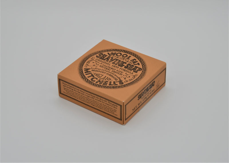 Mitchell’s Wool Fat Shaving Soap 125gr.     Mitchell’s Wool Fat Soap was created in 1930 by Fred Mitchell. It is said that sheep-shearers have exceptionally soft hands, due to the lanolin in the fleeces they handle. Lanolin is renowned for its emollient properties. With regular use, its effect on the skin is to smooth and soften. People with sensitive skin or dry skin find it particularly shooting.  Natural lanolin derived from the wool fat in the sheep fleece is one of the key ingredients of the ancient Mi