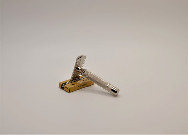 Rasoio di sicurezza Gillette Open Comb - Short Comb restaurato e placcato